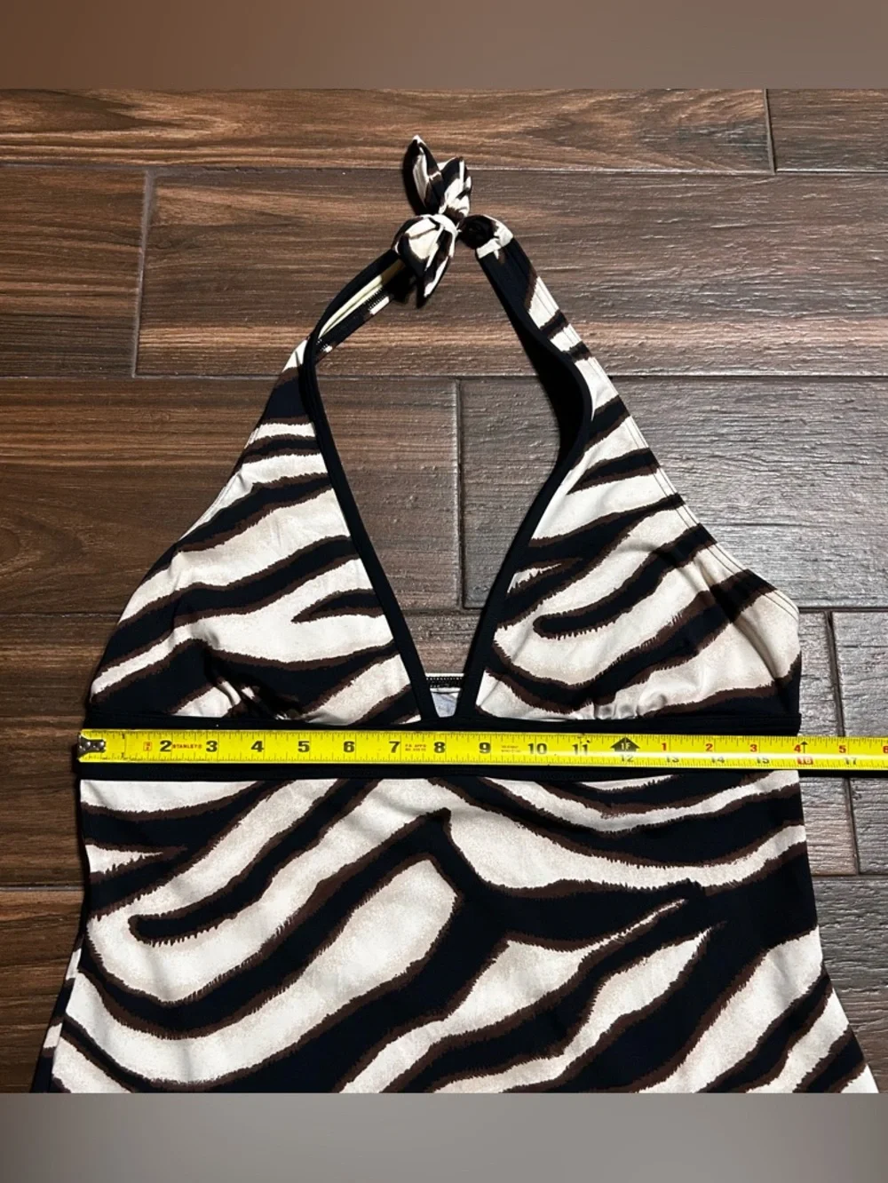 Michael Kors‎ Women’s Swim Tankini Top Only Halter Style Brown Zebra Print 12